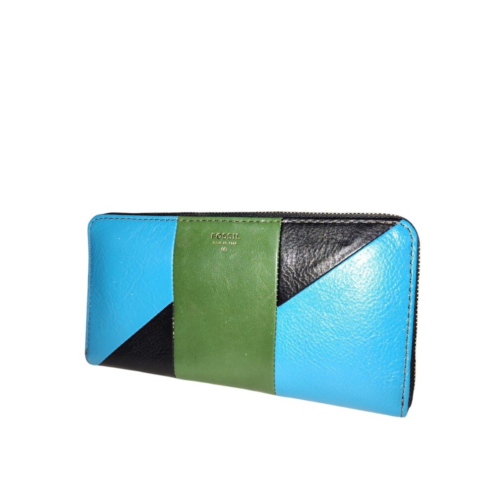 Fossil Leather Patchwork Wallet Wristlet 29 - image 2